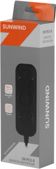 Сетевой удлинитель SunWind SW-PE35-B 5м (3 розетки) черный (коробка) от магазина РЭССИ