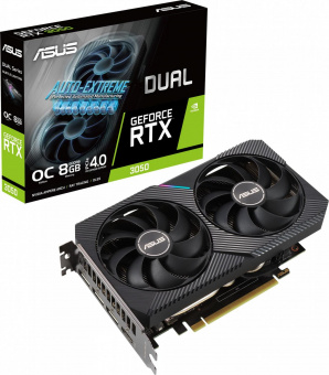 Видеокарта Asus PCI-E 4.0 DUAL-RTX3050-O8G NVIDIA GeForce RTX 3050 8192Mb 128 GDDR6 1822/14000 HDMIx1 DPx3 HDCP Ret от магазина РЭССИ