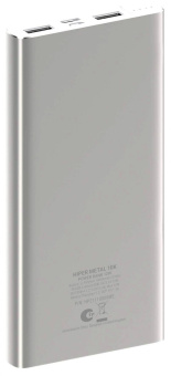 Мобильный аккумулятор Hiper Metal 10K 10000mAh 2.4A 2xUSB серебристый (METAL 10K SILVER) от магазина РЭССИ