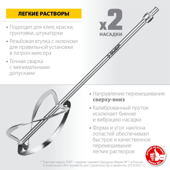 Комплект насадок для миксеров Зубр МНЛ-2-220 для Зубр ЗМР-1350Э-2, МРД-1400 от магазина РЭССИ