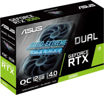 Видеокарта Asus PCI-E 4.0 DUAL-RTX3060-O12G-V2 LHR NVIDIA GeForce RTX 3060 12288Mb 192 GDDR6 1837/15000 HDMIx1 DPx3 HDCP Ret от магазина РЭССИ