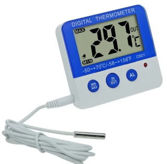 Термометр цифровой  C-601 с выносным датчиком с тревогой (-50 +70C) от магазина РЭССИ