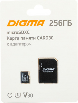 Флеш карта microSDXC 256Gb Class10 Digma CARD30 + adapter от магазина РЭССИ