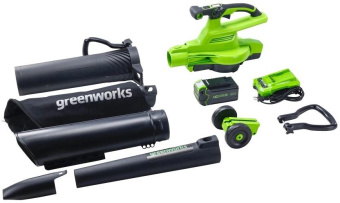 Воздуходувка-измельчитель Greenworks 2406907UG пит.:от аккум. зеленый от магазина РЭССИ