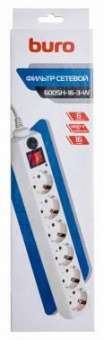 Сетевой фильтр Buro 600SH-16-3-W 3м (6 розеток) белый (коробка) от магазина РЭССИ