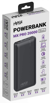 Мобильный аккумулятор Hiper MX Pro 20000 20000mAh 3A QC PD 1xUSB черный (MX PRO 20000 BLACK) от магазина РЭССИ