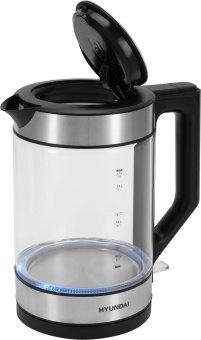 Чайник электрический Hyundai HYK-G3509 1.7л. 2200Вт черный/прозрачный корпус: стекло/пластик от магазина РЭССИ