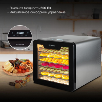 Сушка для фруктов и овощей Hyundai HYFD-8802 14под. 600Вт серебристый от магазина РЭССИ