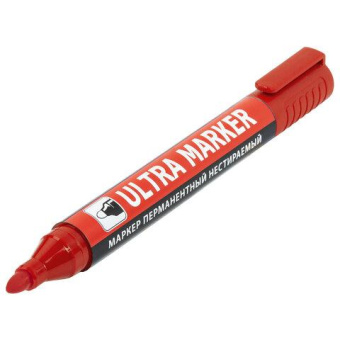 Перманентный маркер BRAUBERG ULTRA MARKER красный 3.5 мм с клипом 152205 от магазина РЭССИ