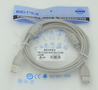 Кабель-удлинитель 744792 USB A(m) USB A(f) 3м феррит.кольца серый от магазина РЭССИ