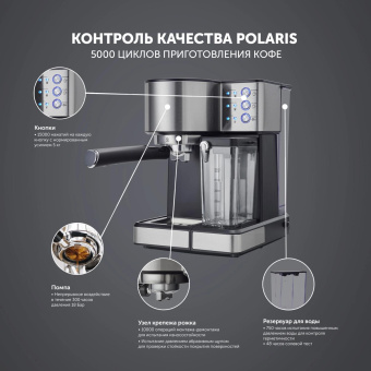 Кофеварка рожковая Polaris PCM 1536E Adore Cappuccino 1350Вт нержавеющая сталь/черный от магазина РЭССИ