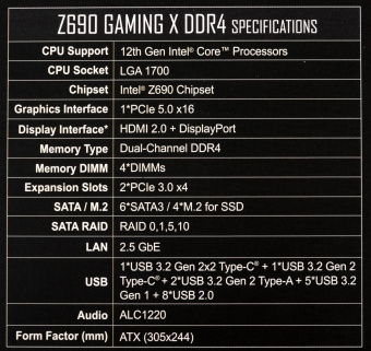Материнская плата Gigabyte Z690 GAMING X DDR4 Soc-1700 Intel Z690 4xDDR4 ATX AC`97 8ch(7.1) 2.5Gg RAID+HDMI+DP от магазина РЭССИ