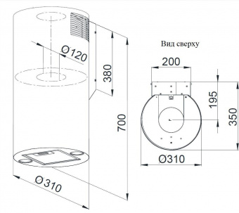 Вытяжка каминная Weissgauff Tubus 700 PB BL черный управление: кнопочное (1 мотор) от магазина РЭССИ