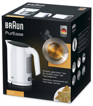 Чайник электрический Braun WK3000WH 1л. 2200Вт белый (корпус: пластик) от магазина РЭССИ