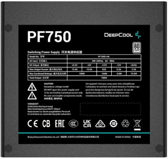 Блок питания Deepcool ATX 750W PF750 80 PLUS WHITE 24+2x(4+4) pin APFC 120mm fan 6xSATA RTL от магазина РЭССИ