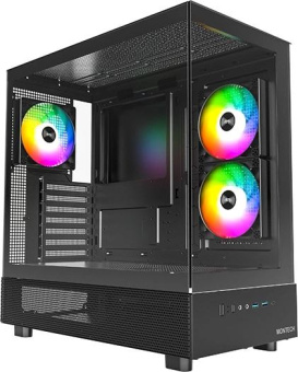 Корпус Montech XR черный без БП ATX 3x120mm 2xUSB3.0 audio bott PSU от магазина РЭССИ