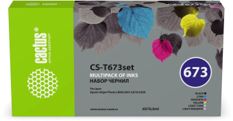 Чернила Cactus CS-T673set 673 черный/голубой/пурпурный/желтый/светло-голубой/светло-пурпурный набор 6x70мл для Epson Inkjet Photo L800/L801/L810/L850 от магазина РЭССИ