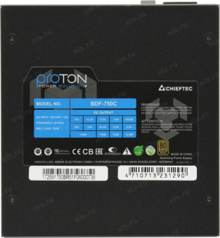 Блок питания Chieftec ATX 750W Proton BDF-750C 80+ bronze 24pin APFC 140mm fan 6xSATA Cab Manag RTL от магазина РЭССИ