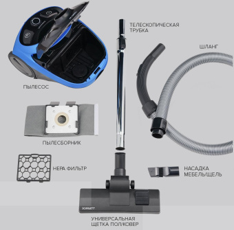 Пылесос Scarlett SC-VC80B64 1800Вт синий (в компл.:1мешок) от магазина РЭССИ