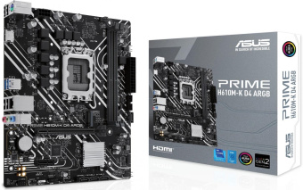 Материнская плата Asus PRIME H610M-K D4 ARGB Soc-1700 Intel H610 2xDDR4 mATX AC`97 8ch(7.1) GbLAN+HDMI от магазина РЭССИ