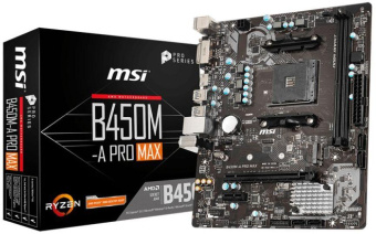 Материнская плата MSI B450M-A PRO MAX Soc-AM4 AMD B450 2xDDR4 mATX AC`97 8ch(7.1) GbLAN RAID+DVI+HDMI от магазина РЭССИ