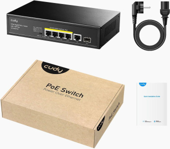 Коммутатор Cudy GS1005PTS1 (L2) 5x1Гбит/с 1SFP 4PoE+ 120W неуправляемый от магазина РЭССИ