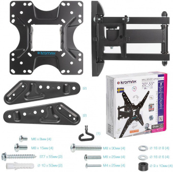 Кронштейн для телевизора Kromax OPTIMA-414 черный 20"-55" макс.30кг настенный поворотно-выдвижной и наклонный от магазина РЭССИ