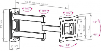 Кронштейн для телевизора Arm Media LCD-104 черный 10"-32" макс.15кг настенный поворотно-выдвижной и наклонный от магазина РЭССИ