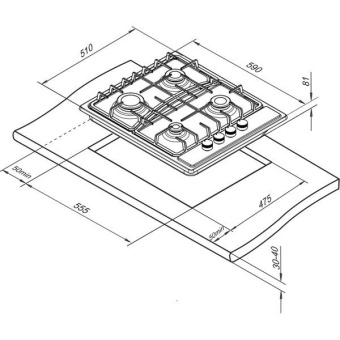 Газовая варочная поверхность Darina T1 BGM 341 12 X нержавеющая сталь от магазина РЭССИ