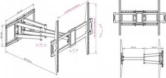 Кронштейн для телевизора Kromax ATLANTIS-75 черный 40"-90" макс.101кг настенный поворотно-выдвижной и наклонный от магазина РЭССИ