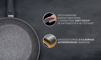Сковорода Polaris Canto 28F круглая 28см ручка несъемная (без крышки) серый (019127) от магазина РЭССИ