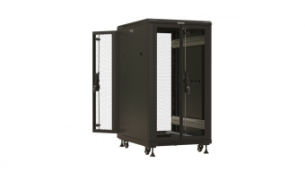 Шкаф серверный Hyperline (TTBR-2261-DD-RAL9004) напольный 22U 600x1000мм пер.дв.перфор. задн.дв.перфор. 2 бок.пан. 1000кг черный 910мм 1166мм IP20 сталь от магазина РЭССИ