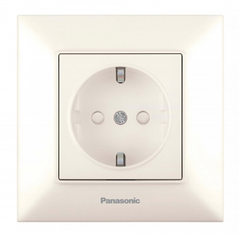 Розетка силов. Panasonic Arkedia Slim WNTC02122BG-RU скрыт. зазем. штор. IP20 бежевый (упак.:1шт) от магазина РЭССИ