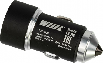 Автомобильное зар./устр. Wiiix UCC-2-37 2.4A+2.4A 2xUSB универсальное черный от магазина РЭССИ