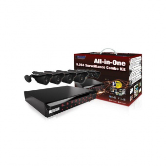 Система видеонаблюдения NS801-4CW214H KGuard NS Series D1 H.264 8ch+ 4 камеры IR LED 20м IP66 кабель 18м БП от магазина РЭССИ