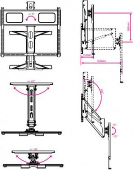 Кронштейн для телевизора Kromax ATLANTIS-99 черный 40"-65" макс.35кг настенный поворот и наклон верт.перемещ. от магазина РЭССИ