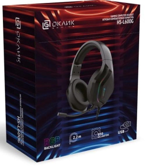 Наушники с микрофоном Оклик HS-L600G черный 2.2м мониторные USB оголовье (1939588) от магазина РЭССИ