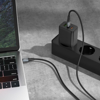 Кабель Hoco Spear X86 TYPE-C TO TYPE-C USB Type-C (m)-USB Type-C (m) 1м черный коробка от магазина РЭССИ