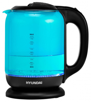 Чайник электрический Hyundai HYK-G2806 1.8л. 2200Вт голубой/черный (корпус: стекло) от магазина РЭССИ
