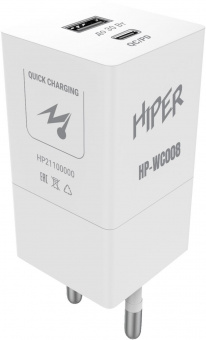 Сетевое зар./устр. Hiper HP-WC008 3A+2.5A (PD+QC) USB-C/USB-A универсальное белый от магазина РЭССИ