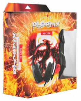 Наушники с микрофоном Оклик HS-L320G Phoenix черный/красный 1.9м мониторные оголовье (359482) от магазина РЭССИ