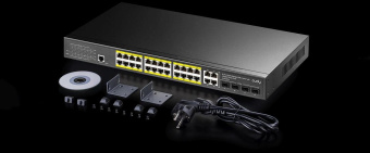 Коммутатор Cudy GS2028PS4-300W (L2) 28x1Гбит/с 4SFP 24PoE+ 300W управляемый от магазина РЭССИ