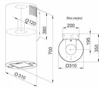 Вытяжка каминная Weissgauff Tubus 700 PB WH белый управление: кнопочное (1 мотор) от магазина РЭССИ