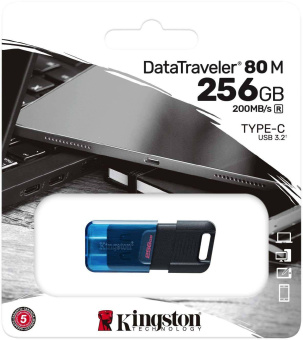 Флеш Диск Kingston 256Gb DataTraveler 80 M Type-C DT80M/256GB USB3.2 черный от магазина РЭССИ