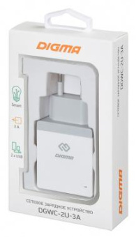 Сетевое зар./устр. Digma DGWC-2U-3A-WG 15W 2.1A+1A 2xUSB универсальное белый от магазина РЭССИ