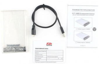 Внешний корпус для HDD/SSD AgeStar 3UB2P4C SATA III USB3.0 пластик прозрачный 2.5" от магазина РЭССИ