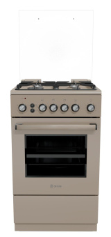 Плита Газовая De Luxe 5040.40г (кр) ЧР-016 бежевый (стеклянная крышка) реш.чугун от магазина РЭССИ