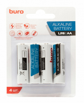 Батарея Buro Alkaline LR6 AA (4шт) блистер от магазина РЭССИ