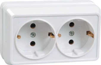 Розетка 2-м ОП Октава РС22-3-ОБ 16А IP20 с заземл. бел. ERO21-K01-16-DC от магазина РЭССИ