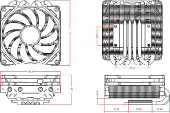 Устройство охлаждения(кулер) ID-Cooling IS-40X V2 Soc-AM4/1151/1200/1700 4-pin 14-35dB Al+Cu 100W 400gr Ret от магазина РЭССИ